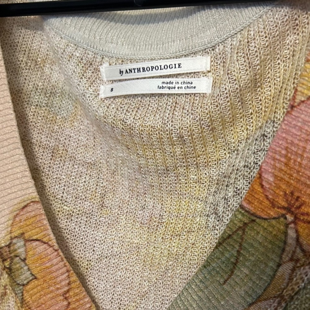 Anthropologie‎ The Dreamer Floral V Neck Knit Sweater Top Size S Cottagecore - Picture 4 of 6